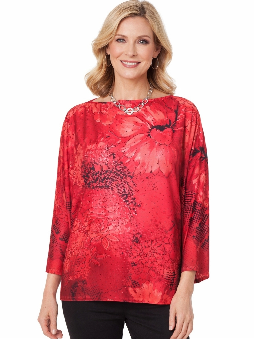 St John Bedazzled silk Blouse, M/L
